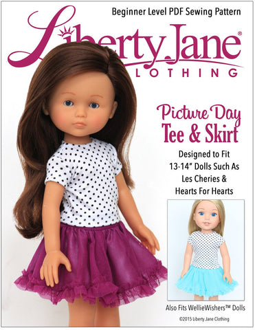 Liberty Jane H4H/Les Cheries Picture Day Tee and Skirt for Les Cheries and Hearts for Hearts Girls Dolls Pixie Faire