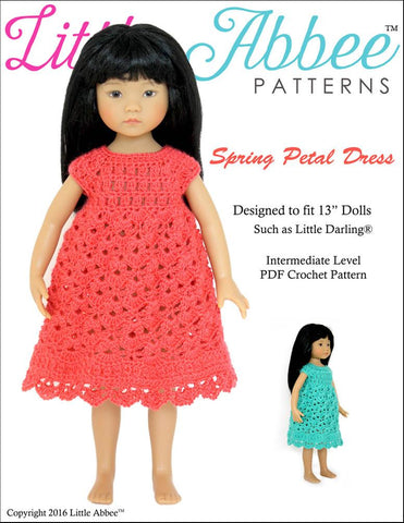 Little Abbee Little Darling Spring Petal Dress Crochet Pattern for Little Darling Dolls Pixie Faire