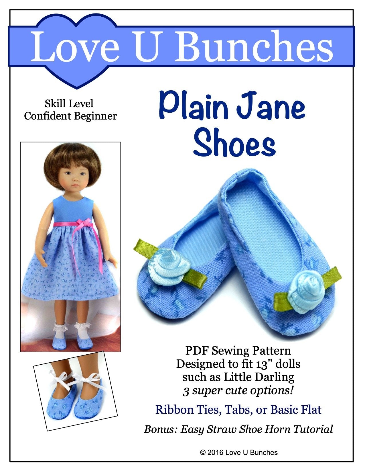 Love U Bunches Little Darling Plain Jane Shoes for Little Darling Dolls Pixie Faire