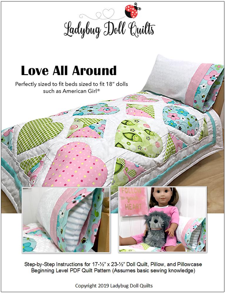 Ladybug Doll Quilts Quilt Love All Around 18" Doll Quilt Pattern Pixie Faire