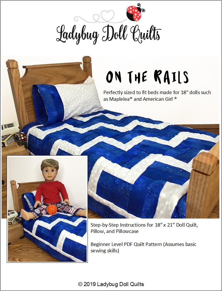Ladybug Doll Quilts Quilt On The Rails 18" Doll Quilt Pattern Pixie Faire