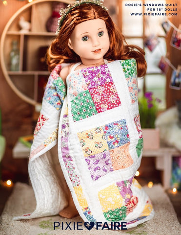 Ladybug Doll Quilts Quilt Rosie's Windows 18" Doll Quilt Pattern Pixie Faire