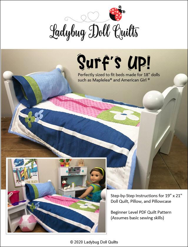 Ladybug Doll Quilts Quilt Surf's Up! 18" Doll Quilt Pattern Pixie Faire