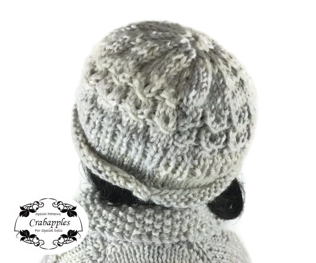 Crabapples Little Darling Eyelet Cable Hat Knitting Pattern for Little Darling Dolls Pixie Faire