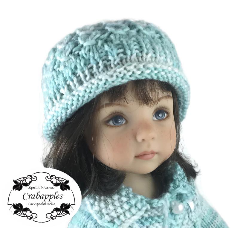 Crabapples Little Darling Eyelet Cable Hat Knitting Pattern for Little Darling Dolls Pixie Faire