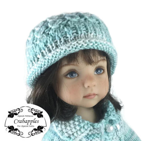 Crabapples Little Darling Eyelet Cable Hat Knitting Pattern for Little Darling Dolls Pixie Faire
