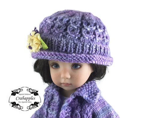 Crabapples Little Darling Eyelet Cable Hat Knitting Pattern for Little Darling Dolls Pixie Faire