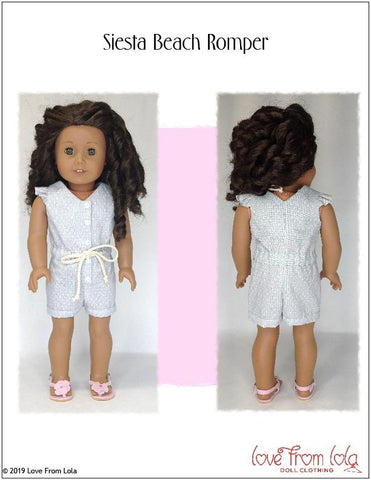 Love From Lola 18 Inch Modern Siesta Beach Romper 18" Doll Clothes Pattern Pixie Faire