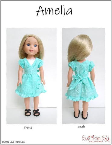 Love From Lola WellieWishers Amelia Dress  14.5" Doll Clothes Pattern Pixie Faire