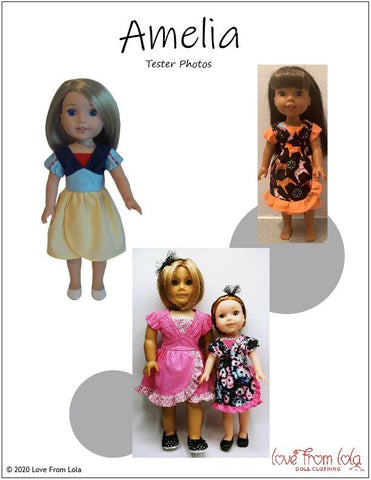 Love From Lola WellieWishers Amelia Dress  14.5" Doll Clothes Pattern Pixie Faire