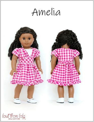 Love From Lola 18 Inch Modern Amelia Dress 18" Doll Clothes Pattern Pixie Faire