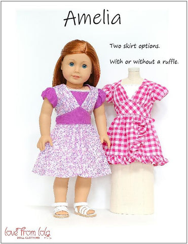 Love From Lola 18 Inch Modern Amelia Dress 18" Doll Clothes Pattern Pixie Faire