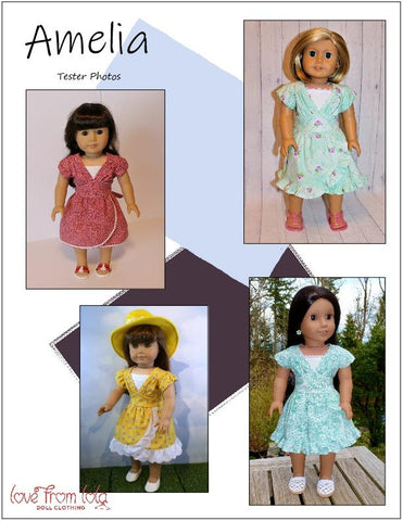 Love From Lola 18 Inch Modern Amelia Dress 18" Doll Clothes Pattern Pixie Faire