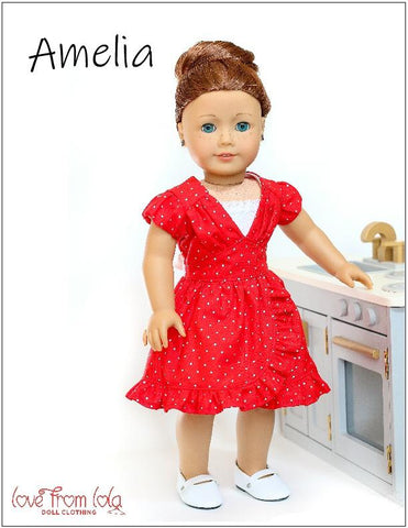 Love From Lola 18 Inch Modern Amelia Dress 18" Doll Clothes Pattern Pixie Faire