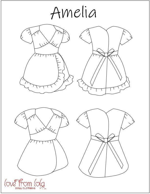 Love From Lola 18 Inch Modern Amelia Dress 18" Doll Clothes Pattern Pixie Faire