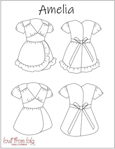 Love From Lola WellieWishers Amelia Dress  14.5" Doll Clothes Pattern Pixie Faire