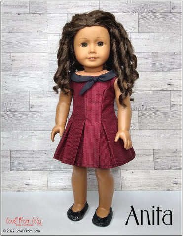 Love From Lola 18 Inch Modern Anita Dress 18" Doll Clothes Pattern Pixie Faire