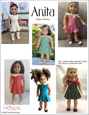 Love From Lola 18 Inch Modern Anita Dress 18" Doll Clothes Pattern Pixie Faire