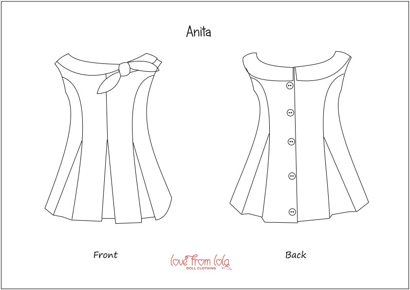 Love From Lola 18 Inch Modern Anita Dress 18" Doll Clothes Pattern Pixie Faire