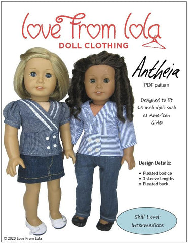 Love From Lola 18 Inch Modern Antheia 18" Doll Clothes Pattern Pixie Faire