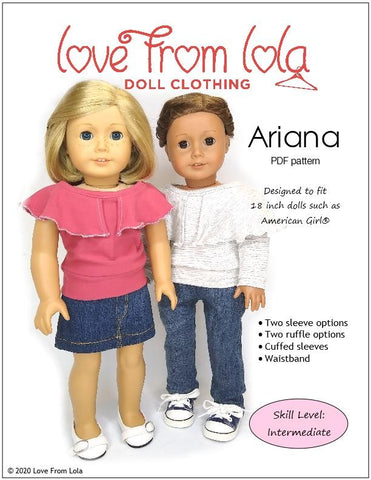 Love From Lola 18 Inch Modern Ariana 18" Doll Clothes Pattern Pixie Faire