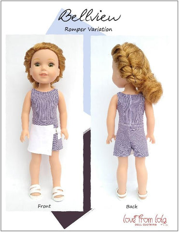 Love From Lola WellieWishers Bellview Dress and Romper 14.5" Doll Clothes Pattern Pixie Faire