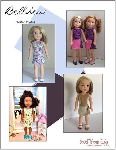 Love From Lola WellieWishers Bellview Dress and Romper 14.5" Doll Clothes Pattern Pixie Faire