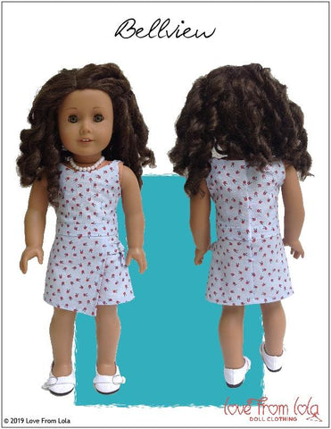 Love From Lola 18 Inch Modern Bellview Dress and Romper 18" Doll Clothes Pattern Pixie Faire