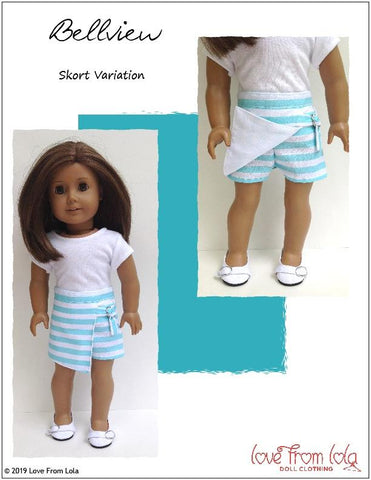 Love From Lola 18 Inch Modern Bellview Dress and Romper 18" Doll Clothes Pattern Pixie Faire