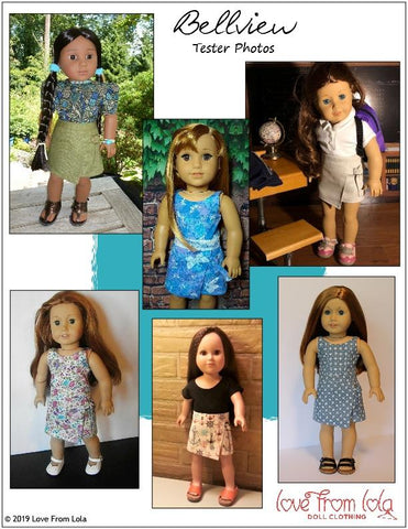 Love From Lola 18 Inch Modern Bellview Dress and Romper 18" Doll Clothes Pattern Pixie Faire