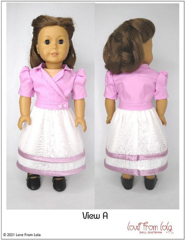 Love From Lola 18 Inch Historical Bobbie Wrap Shirt and Skirt 18" Doll Clothes Pattern Pixie Faire