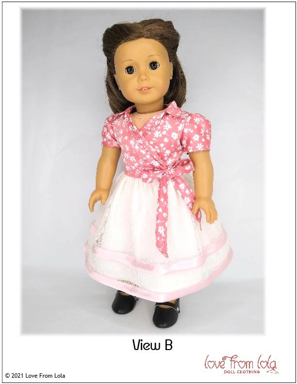 Love From Lola 18 Inch Historical Bobbie Wrap Shirt and Skirt 18" Doll Clothes Pattern Pixie Faire