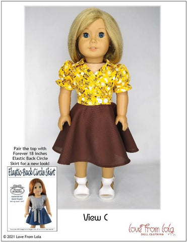 Love From Lola 18 Inch Historical Bobbie Wrap Shirt and Skirt 18" Doll Clothes Pattern Pixie Faire