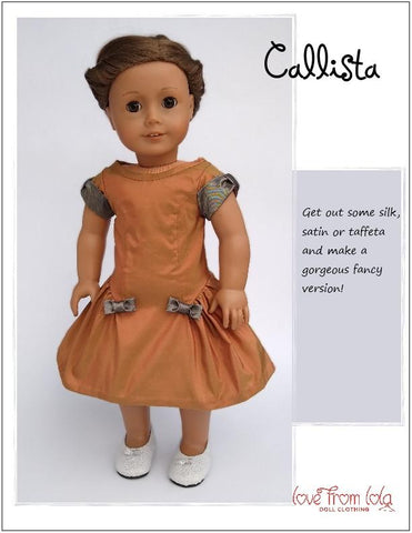 Love From Lola 18 Inch Modern Callista Dress 18" Doll Clothes Pattern Pixie Faire