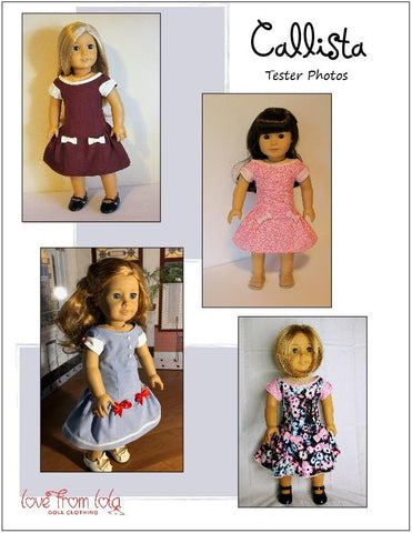 Love From Lola 18 Inch Modern Callista Dress 18" Doll Clothes Pattern Pixie Faire