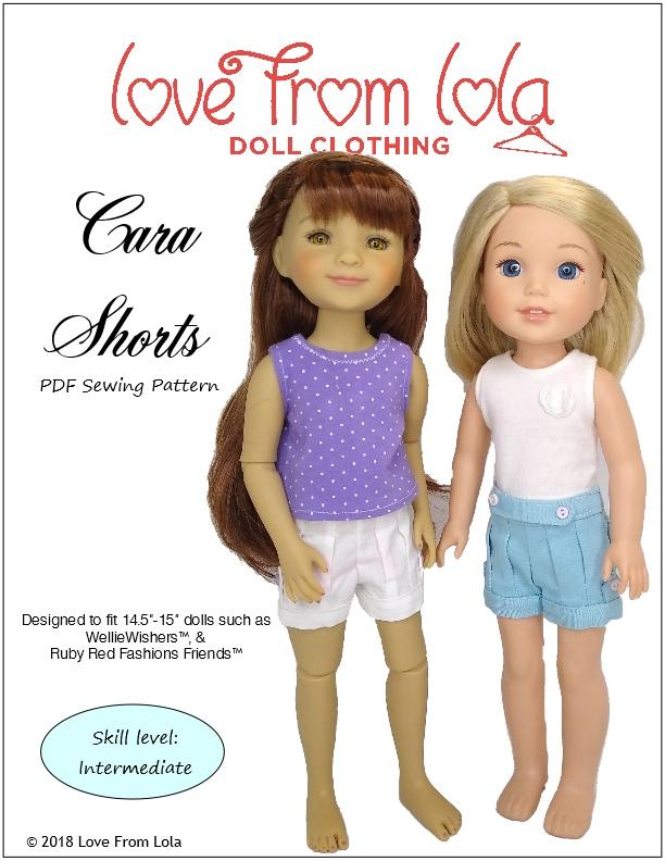 Love From Lola WellieWishers Cara Shorts 14.5" Doll Clothes Pattern Pixie Faire
