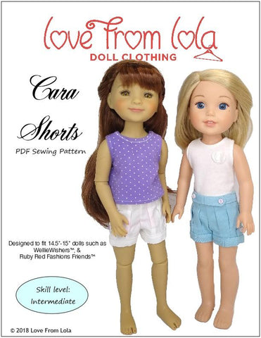 Love From Lola WellieWishers Cara Shorts 14.5" Doll Clothes Pattern Pixie Faire