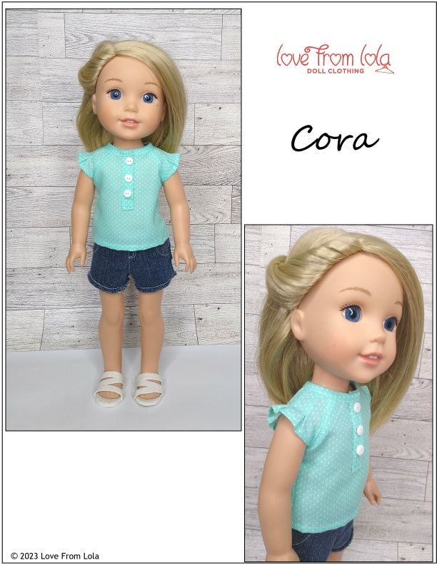 Love From Lola 18 Inch Modern Cora Top and Dress 14.5-15" Doll Clothes Pattern Pixie Faire