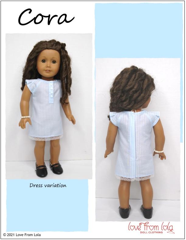 Love From Lola 18 Inch Modern Cora Top and Dress 18" Doll Clothes Pattern Pixie Faire