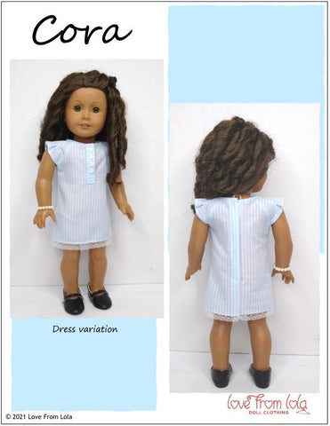 Love From Lola 18 Inch Modern Cora Top and Dress 18" Doll Clothes Pattern Pixie Faire