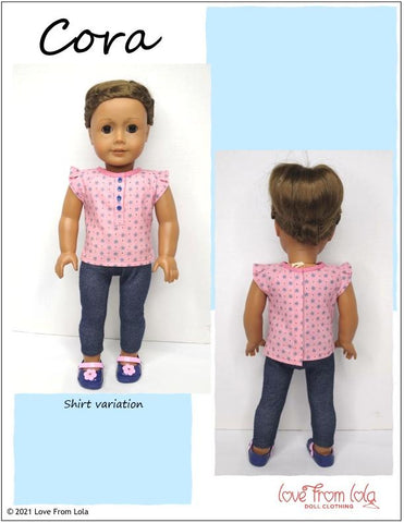 Love From Lola 18 Inch Modern Cora Top and Dress 18" Doll Clothes Pattern Pixie Faire