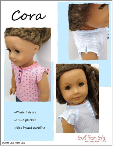 Love From Lola 18 Inch Modern Cora Top and Dress 18" Doll Clothes Pattern Pixie Faire