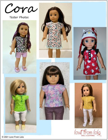 Love From Lola 18 Inch Modern Cora Top and Dress 18" Doll Clothes Pattern Pixie Faire