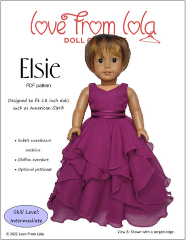 Love From Lola 18 Inch Modern Elsie 18" Doll Clothes Pattern Pixie Faire