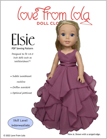 Love From Lola WellieWishers Elsie 14.5" Doll Clothes Pattern Pixie Faire