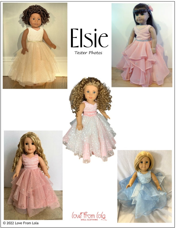 Love From Lola 18 Inch Modern Elsie 18" Doll Clothes Pattern Pixie Faire