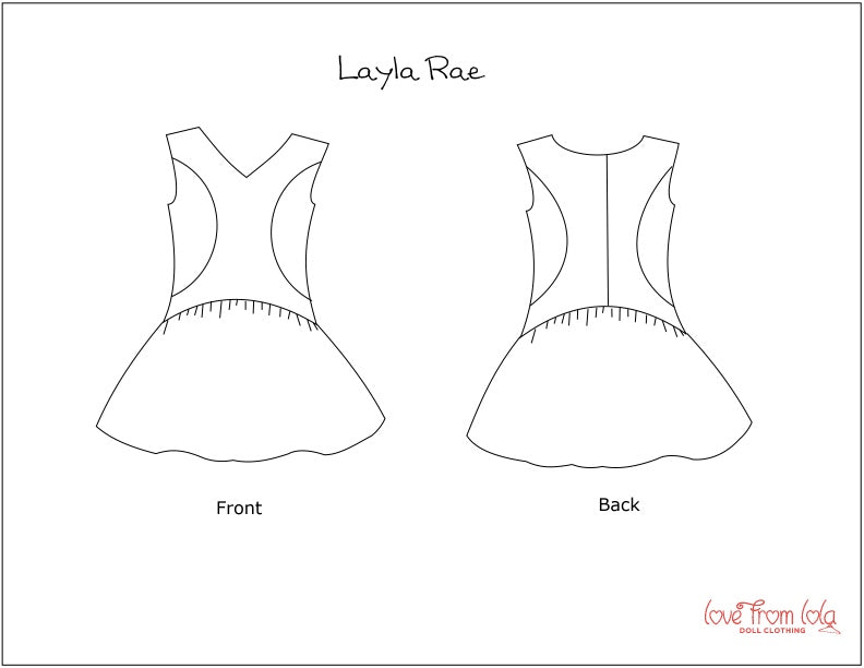 Love From Lola 18 Inch Modern Layla Rae Dress 18" Doll Clothes Pattern Pixie Faire