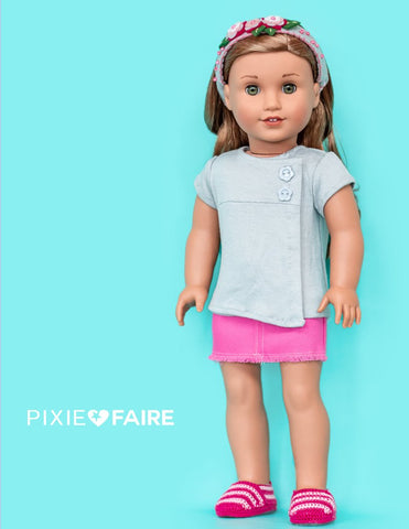 Love From Lola 18 Inch Modern The Lucy Shirt 18" Doll Clothes Pattern Pixie Faire