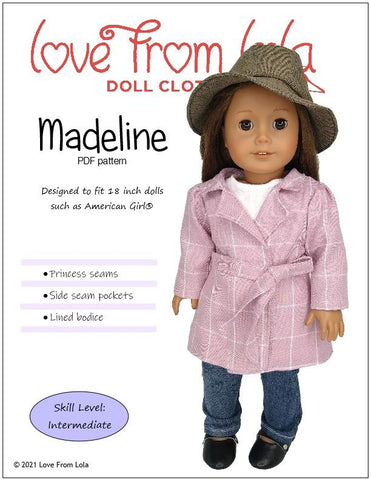 Love From Lola 18 Inch Modern Madeline 18" Doll Clothes Pattern Pixie Faire