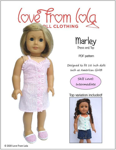 Love From Lola 18 Inch Modern Marley Dress and Top 18" Doll Clothes Pattern Pixie Faire